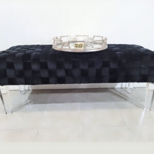 Zermatt Black Velvet Upholstered Bench