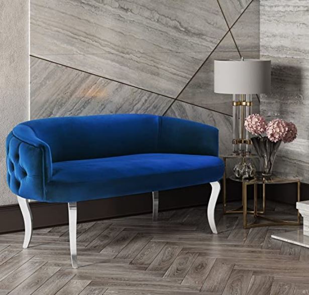 Cancun Chrome Legs & Velvet Upholstered Sofa Loveseat
